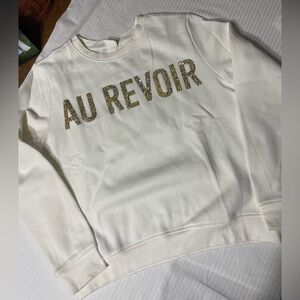 H&M Cream Sweater with Gold 'Au Revoir' Design